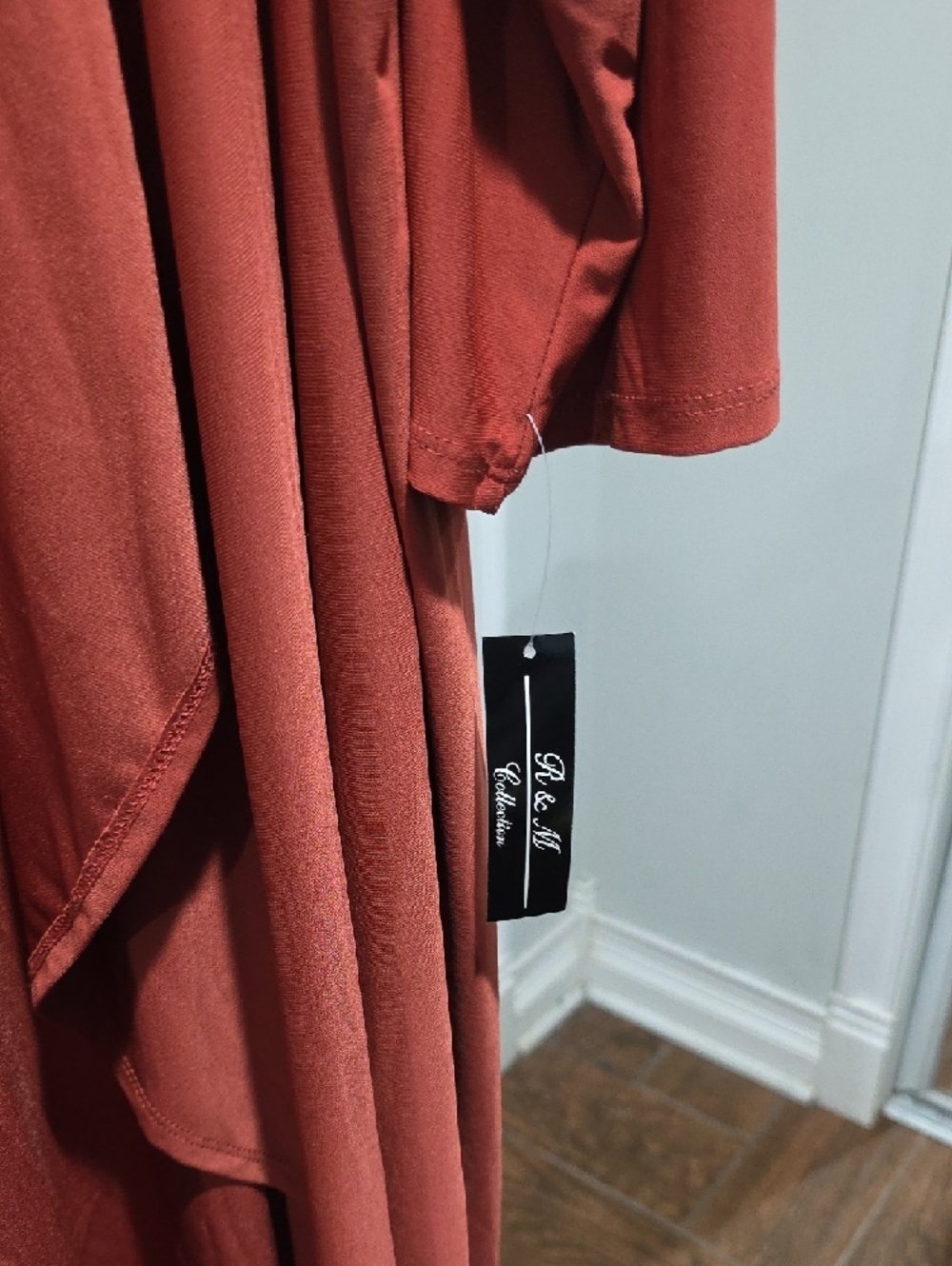 R & M Collection Open Front Draped Cardigan - Burnt Orange - Picture 3 of 4